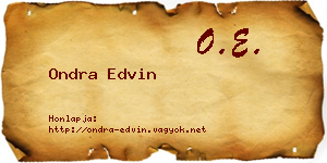 Ondra Edvin névjegykártya